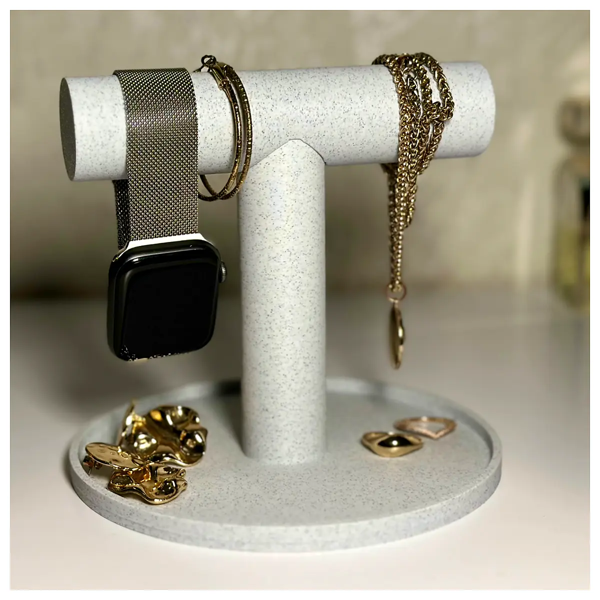 Jewelry Organizer 1 Handle Bracelets Rings Storage Box Multi Tiered Display Case Accessory Holder