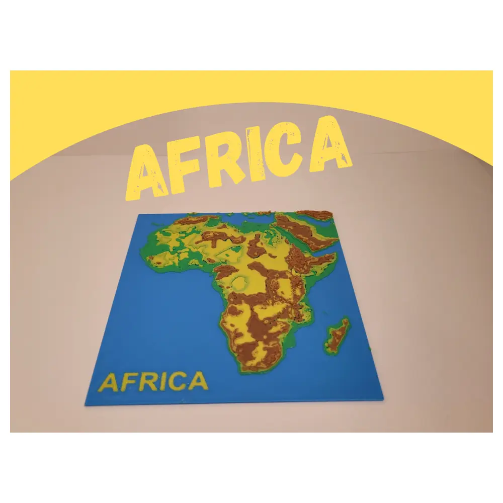 Africa Relief Map 3D Model Geography Educational Toy Landscape Model Terrain Figure