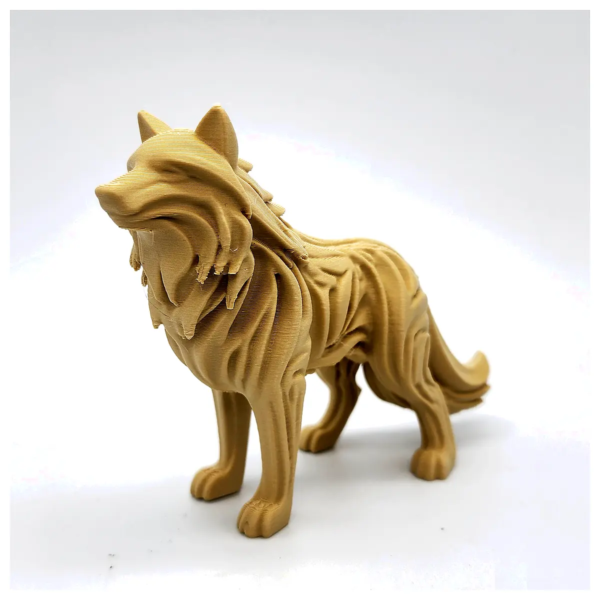 Wood Carved Wolf Sculpture Art Figurine Wooden Animal Decoration Wolf Statue Art Piece