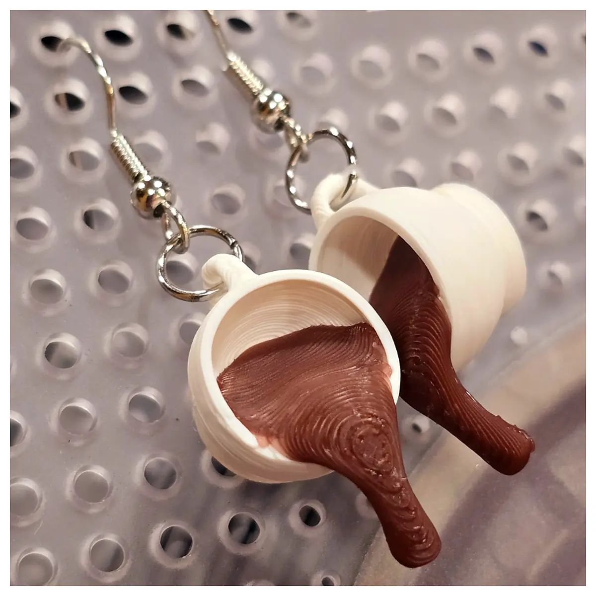 3D Coffee Spill Earrings Creative 3D Coffee Design Jewelry Women Men Accessories Parts
