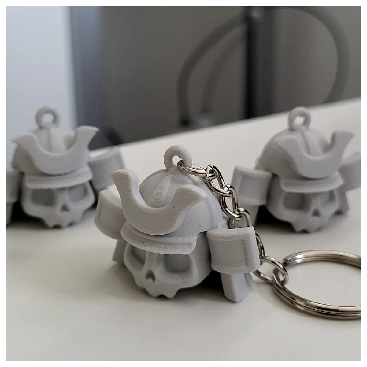 Cute Samurai Skull Keychain Anime Accessory Gift Decoration Roleplay Toy Parts Repair