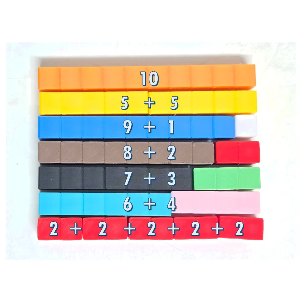 Math Rods Set Number Learning Tools Education Toys Kids Math 1 to 10 STEM