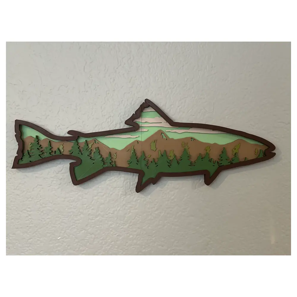 Trout Wall Art Sculpture Layered Fish Scale Decor Abstract Wall Hanging Modern Art Fish Skin Decoration