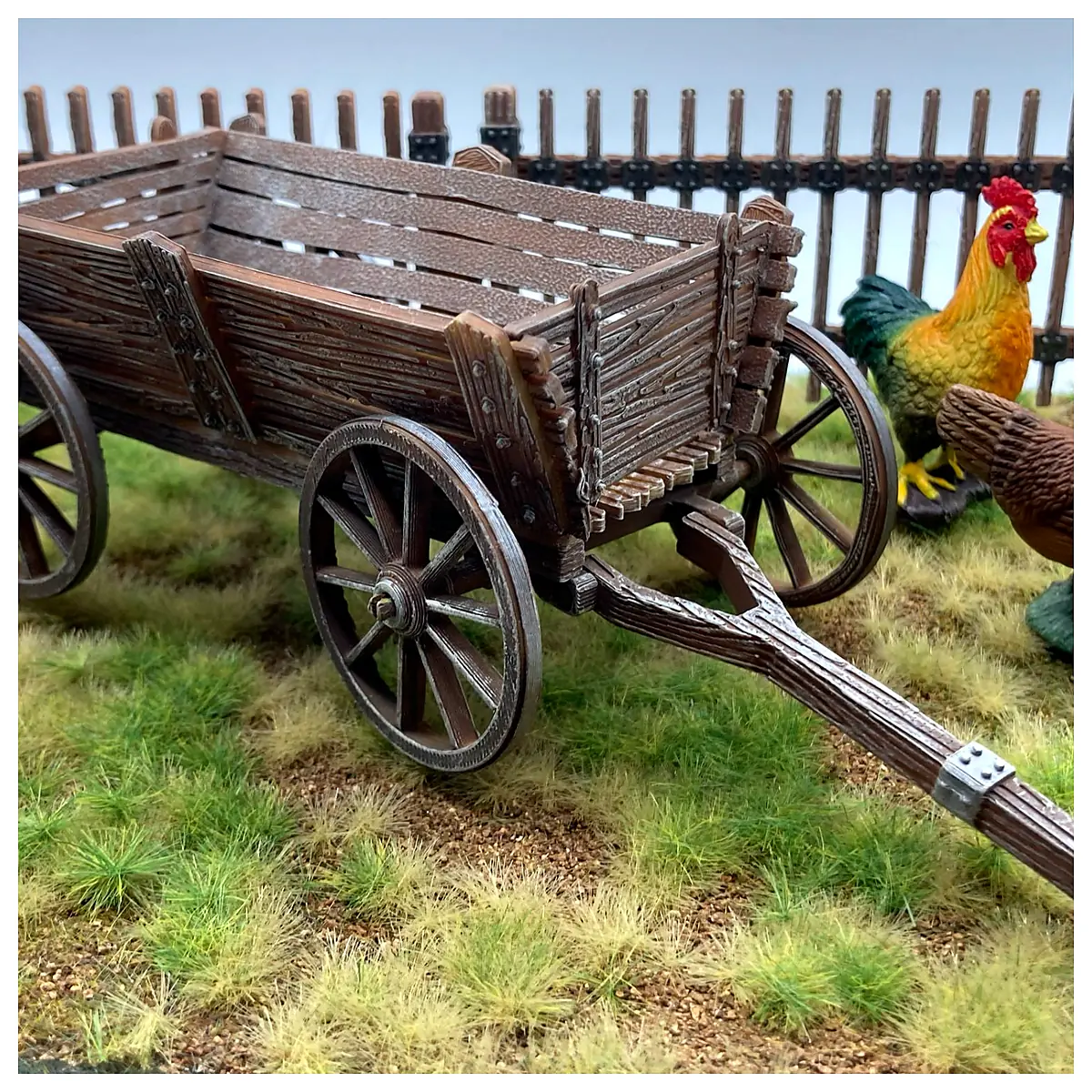 Wooden Cart Wagon Rustic Style Farm Cart Transport Wagon Wheels Repair Parts
