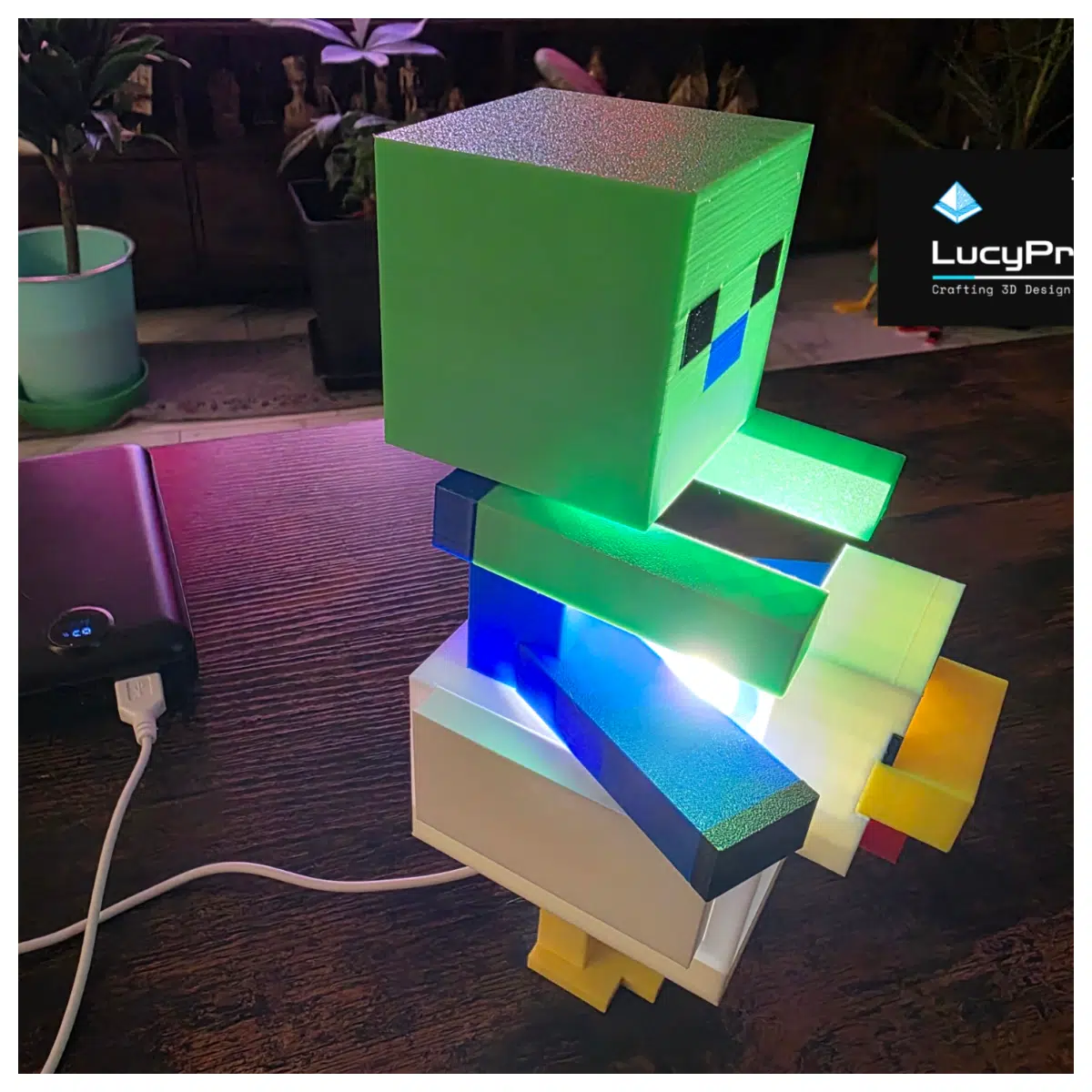 Minecraft Chicken Jockey 3D Lightbox Model Toy Collectible Gaming Accessories Universal