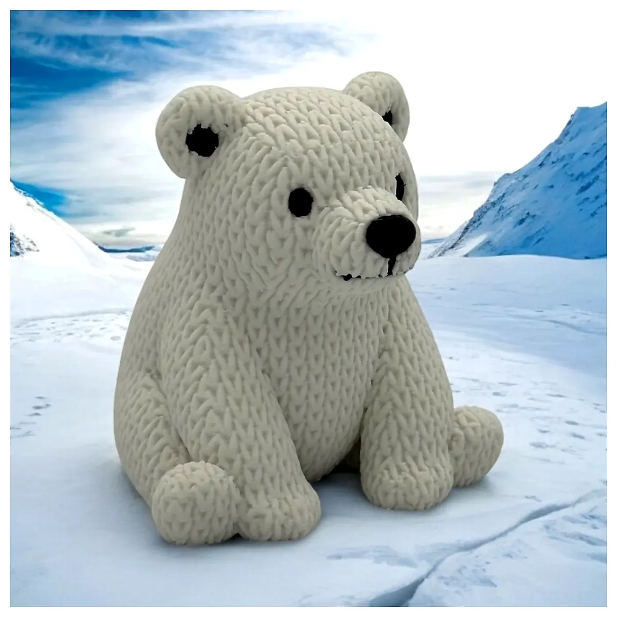 Knitted Ice Bear Plush Toy Cute Arctic Bear Hug Pillow Soft Warm Winter Knitting Ice Bear Plush