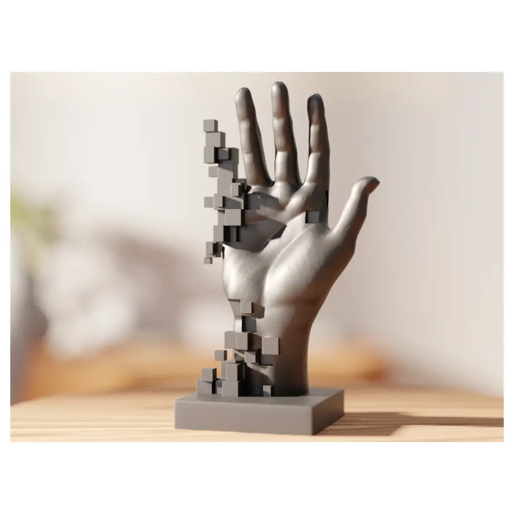 Pixelated Hand Sculpture Glitch Art Digital Art Contemporary Art Artwork Collection Art Pieces