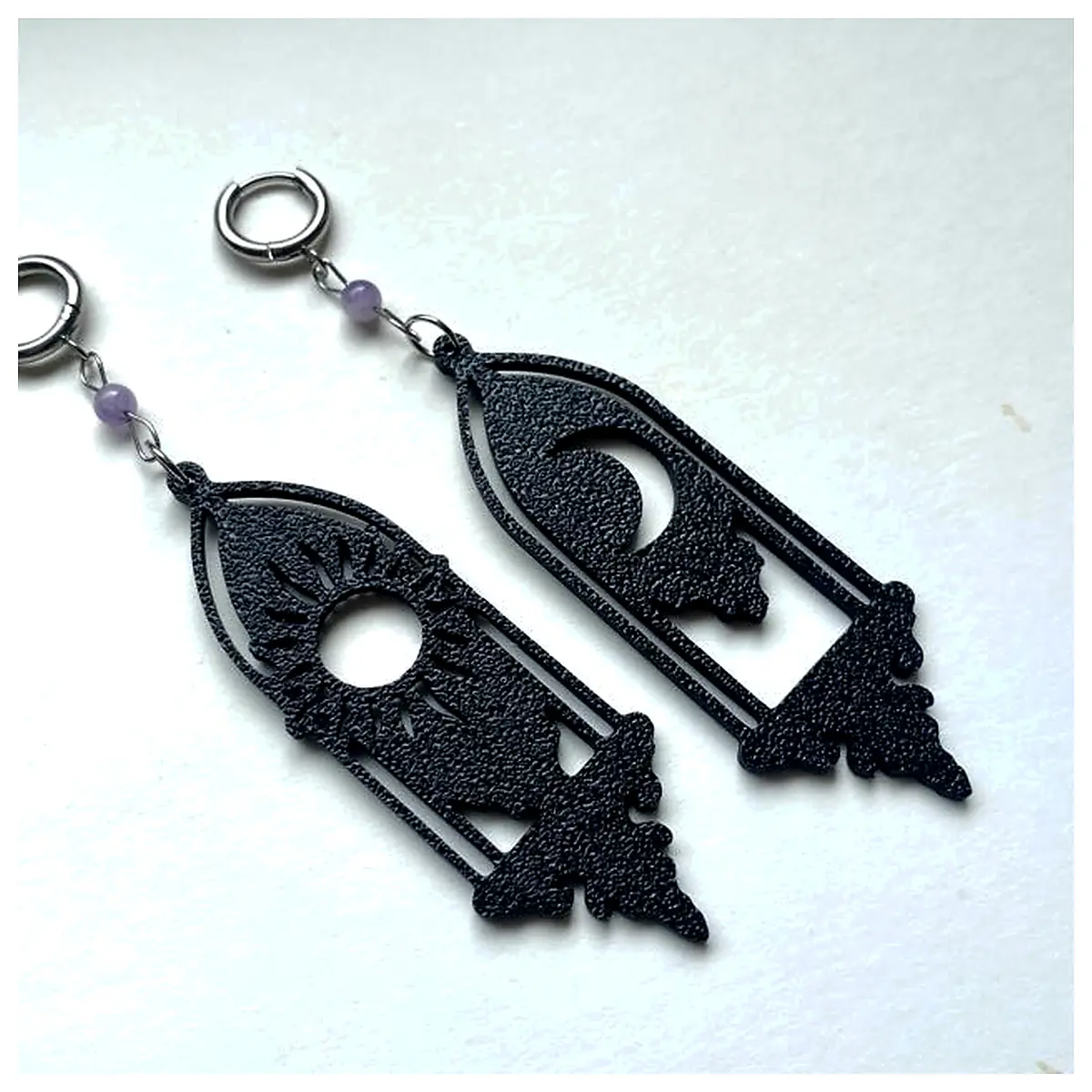 Gothic Window Earrings Moon Sun Design Black Elegant Jewelry Accent Earrings Repair Parts