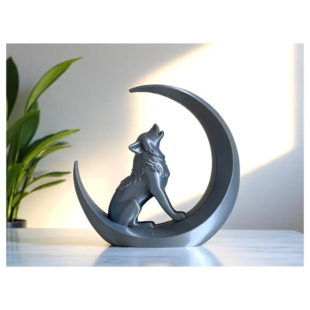 Howling Wolf Moon Sculpture Art Figurine Multi functional Decoration Home Decor Wolf Statue