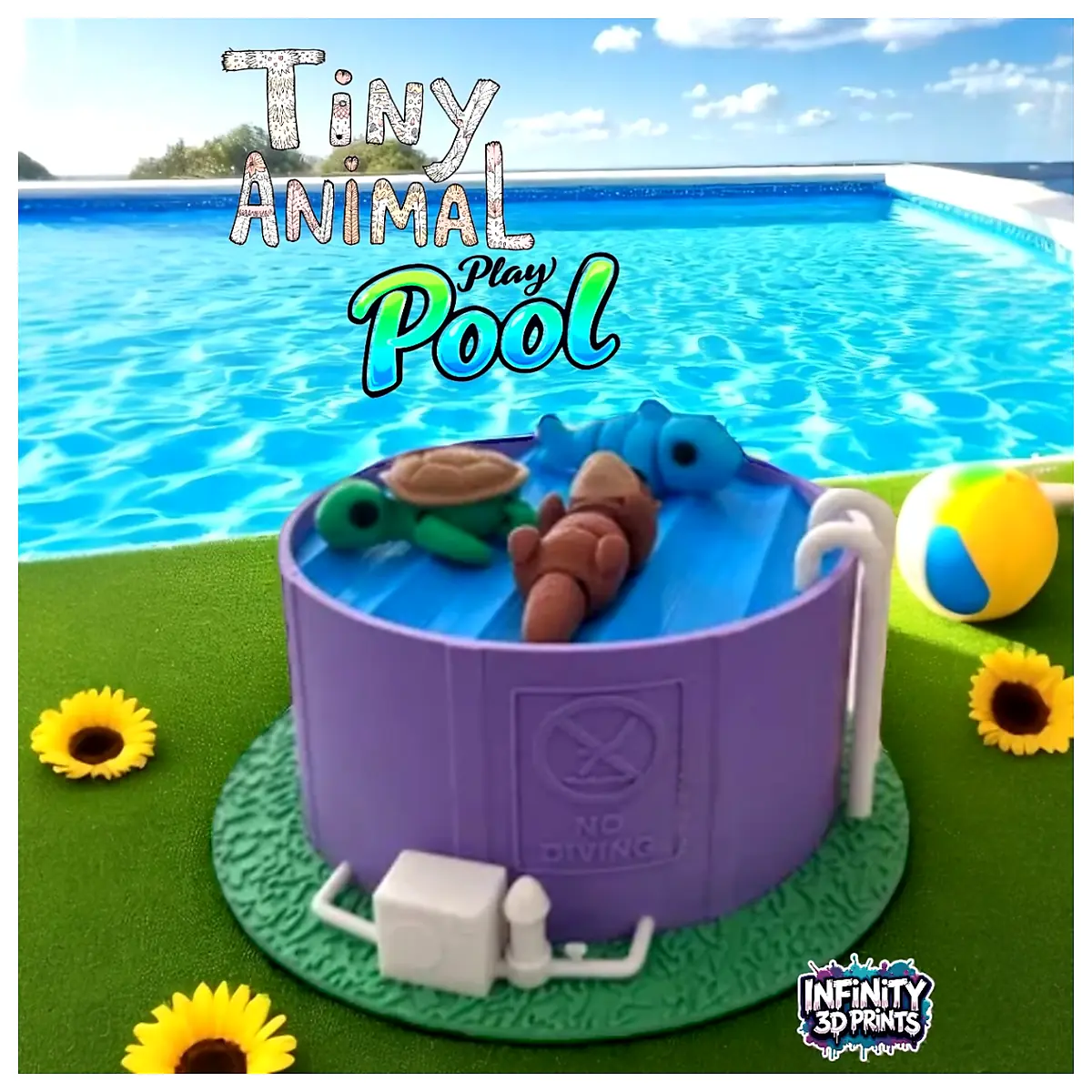 Tiny Animal Play Pool Toy Bath Tub Pet Swimming Training Cute Zero Pore