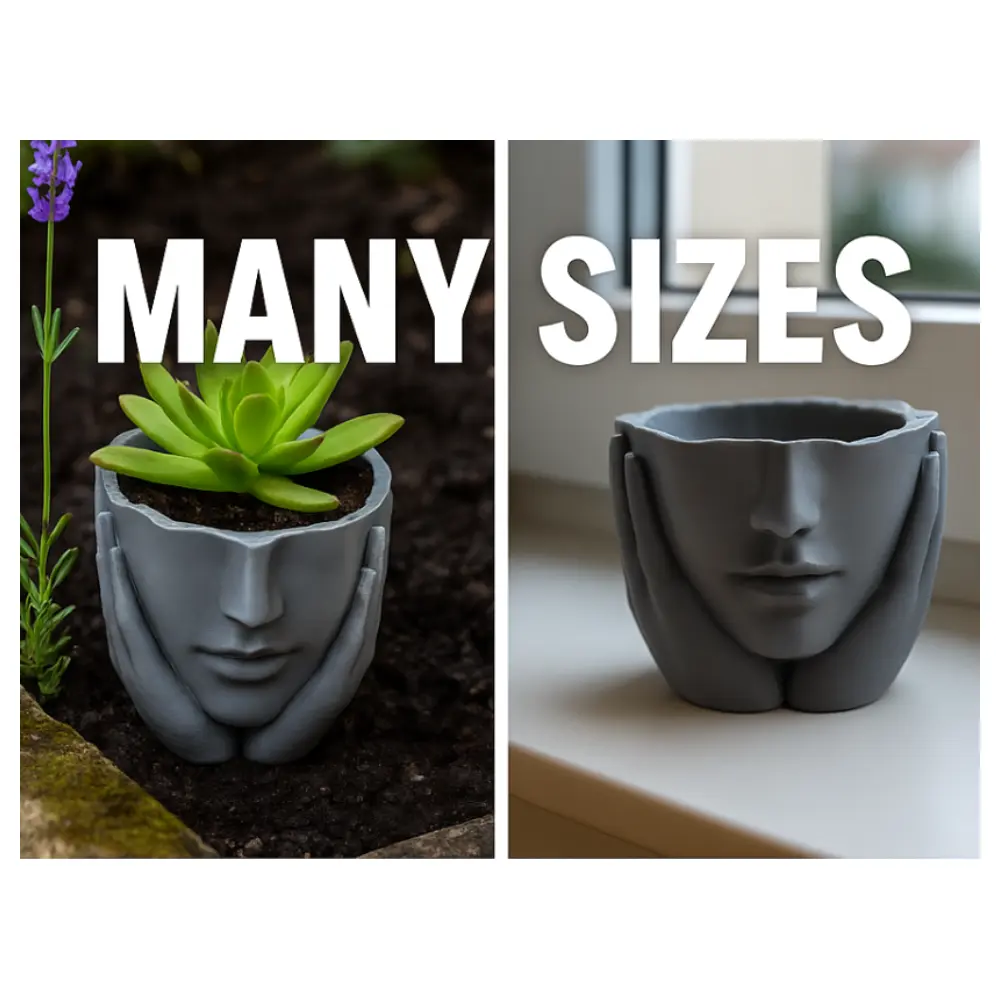 3D Printed Planter Head Face Design Creative Desktop Decoration Universal Planter Plant Holder Gardening Accessories