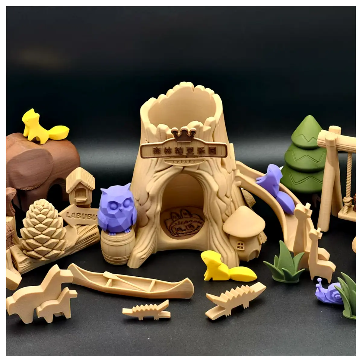 Forest Elf Paradise Toy Set Woodland Animals Role Play Creative Toys Kids Gift for Imaginative Play
