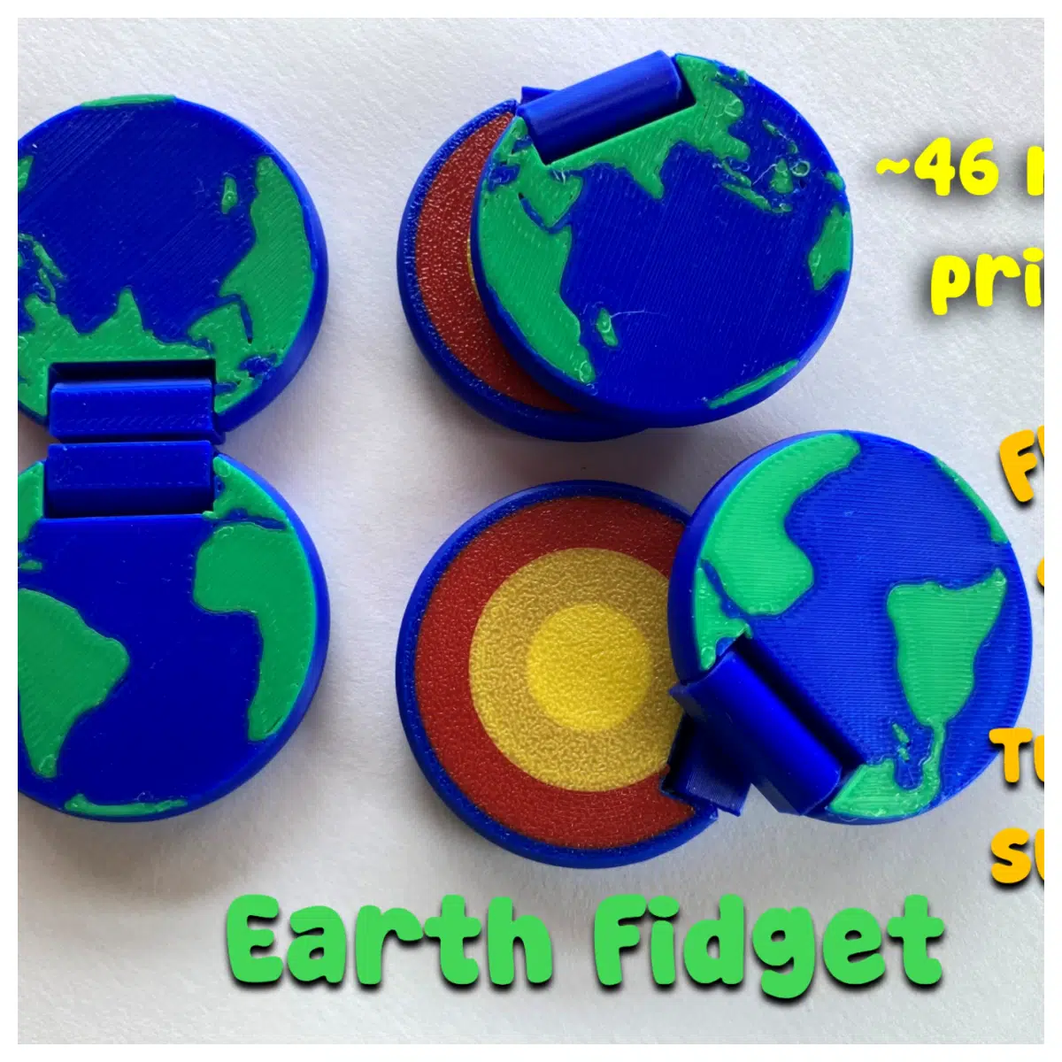 Earth Science Fidget Slider Flip Slide 46 Min Stress Relief Toy Focus Aid Desk Decor Learning Tool Sensory Relief