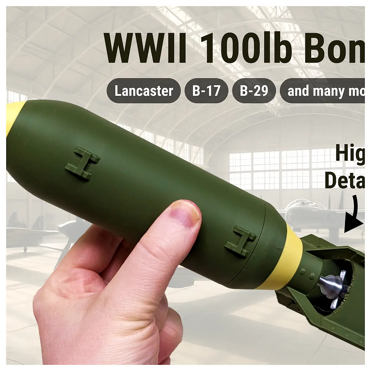 WWII 100lb Bomb Model 1 14 Scale Detail Military Aviation Bomb War Memorabilia Toy