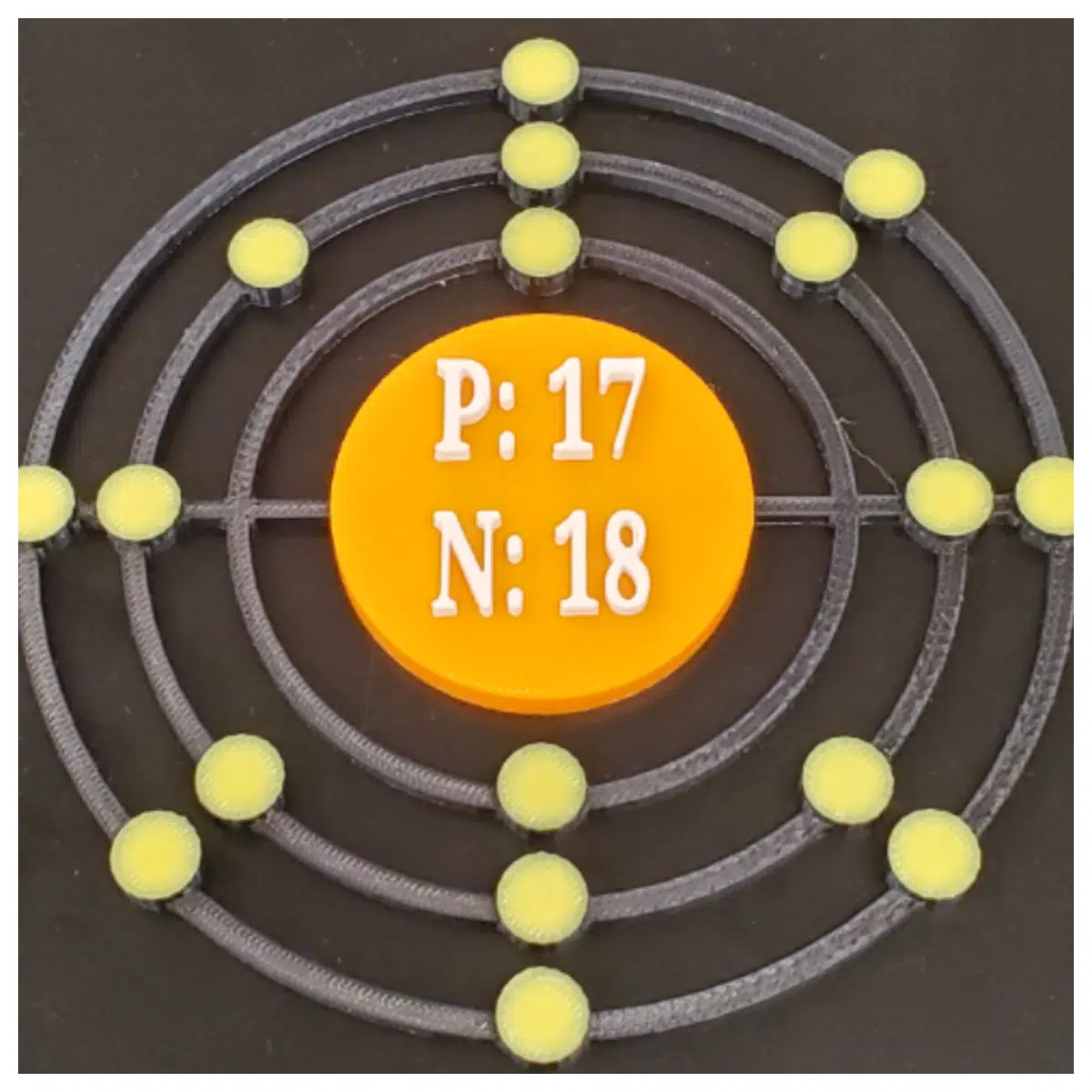 Bohr Model of Chlorine Electron Cloud Diagram Atomic Structure Science Education Learning Tool Experiment Display