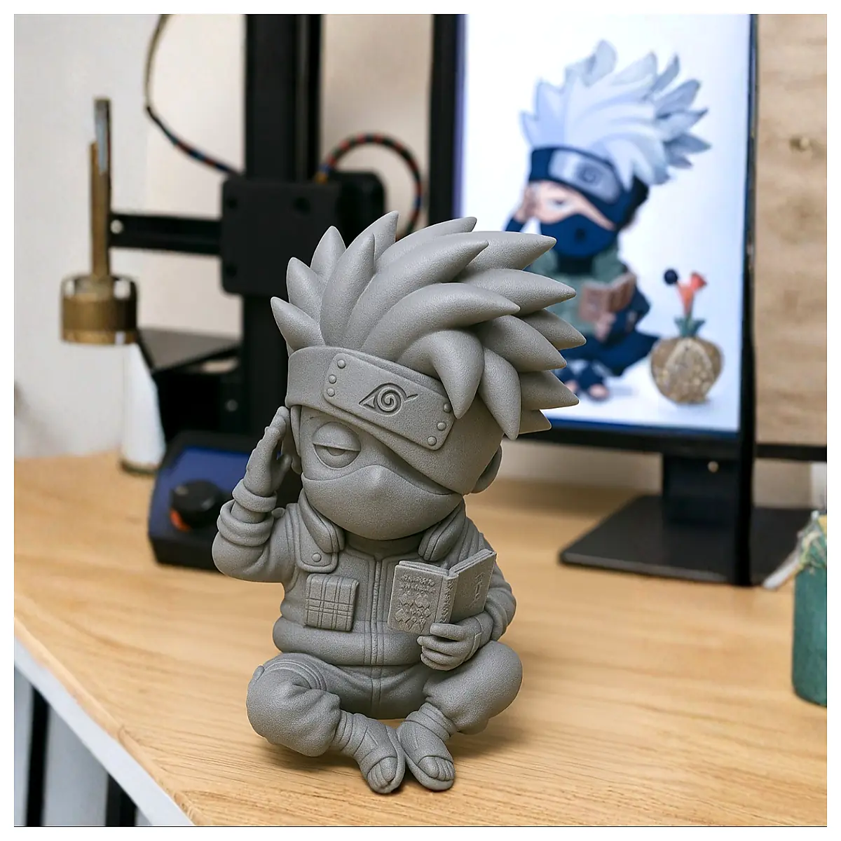Kakashi Chibi Model 3D Print Anime Figure Display Stand Collectible Model Character Toy