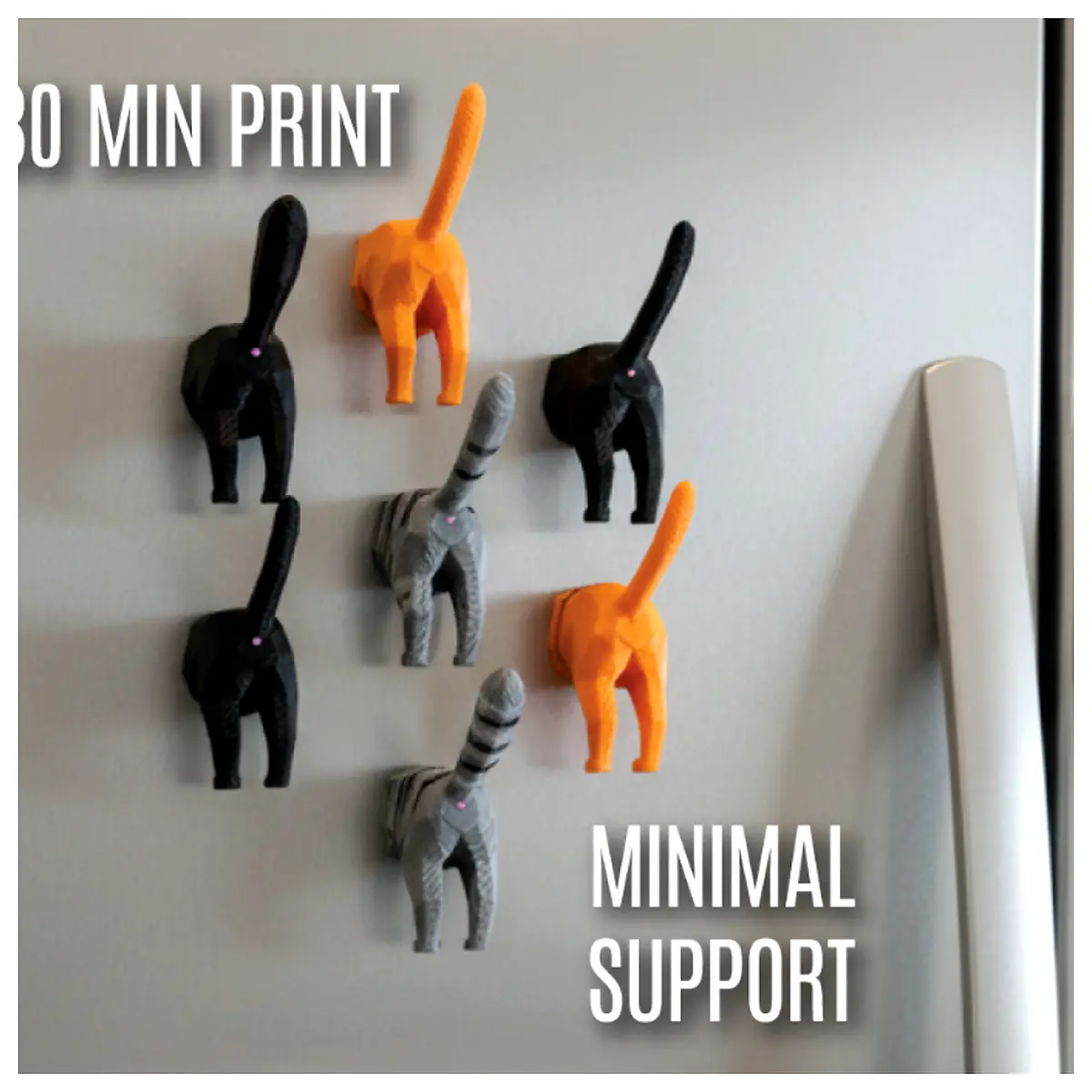 Low Poly Cat Booty Magnet Pet Decoration Accessory Toy Figure Creative Gift Cat Butt Magnet Supplies