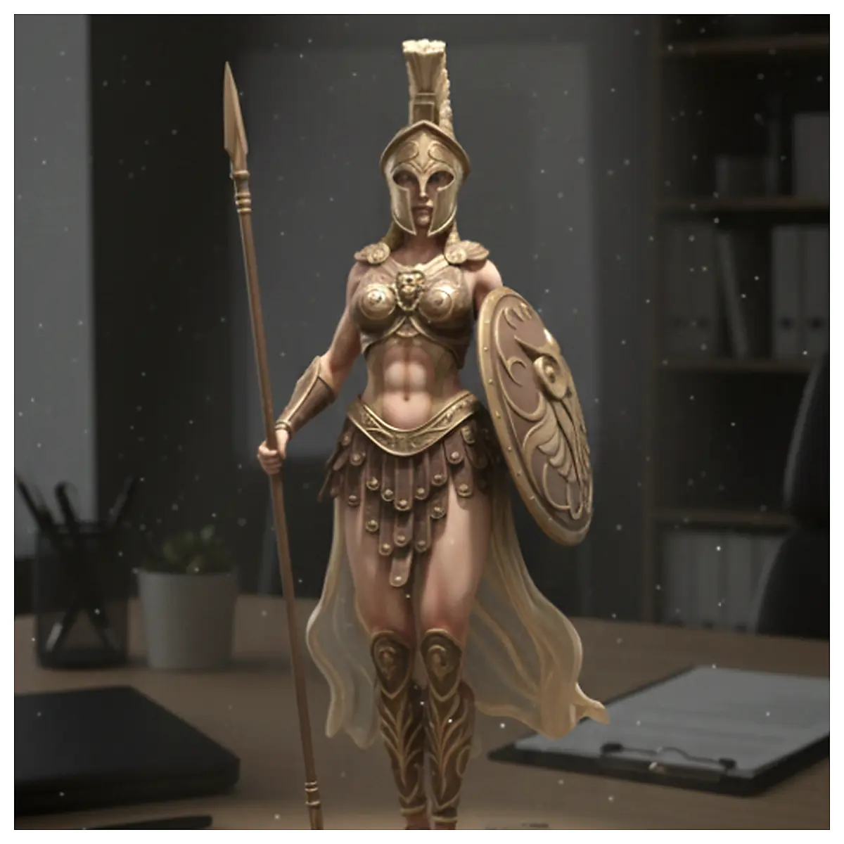 Athena Goddess Divine Protection Female Strength Statue Art Religious Decor Sculpture