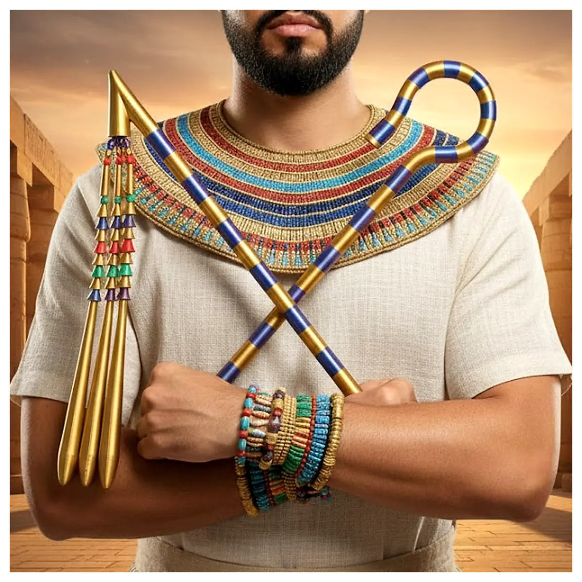Ancient Egyptian Royal Crook Flail Tutankhamun Artifacts Repair Parts Ancient Crowns Egypt Collection