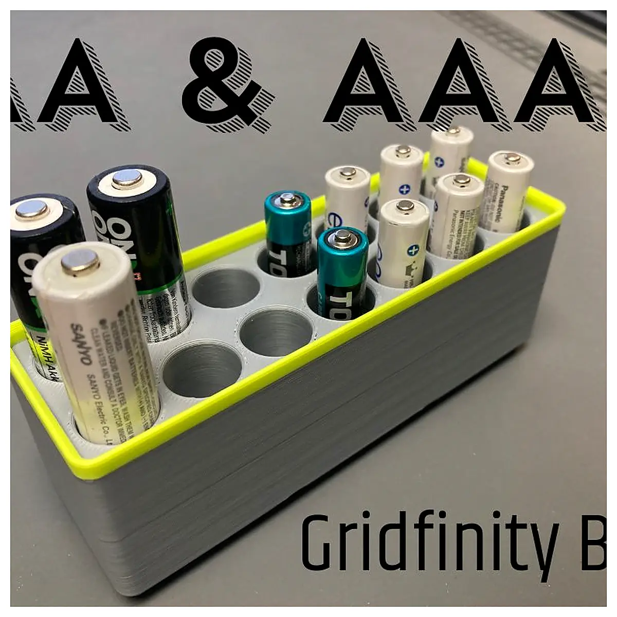 AA AAA Battery Gridfinity Bin Organizer Storage System Parts Accessories Storage Solutions