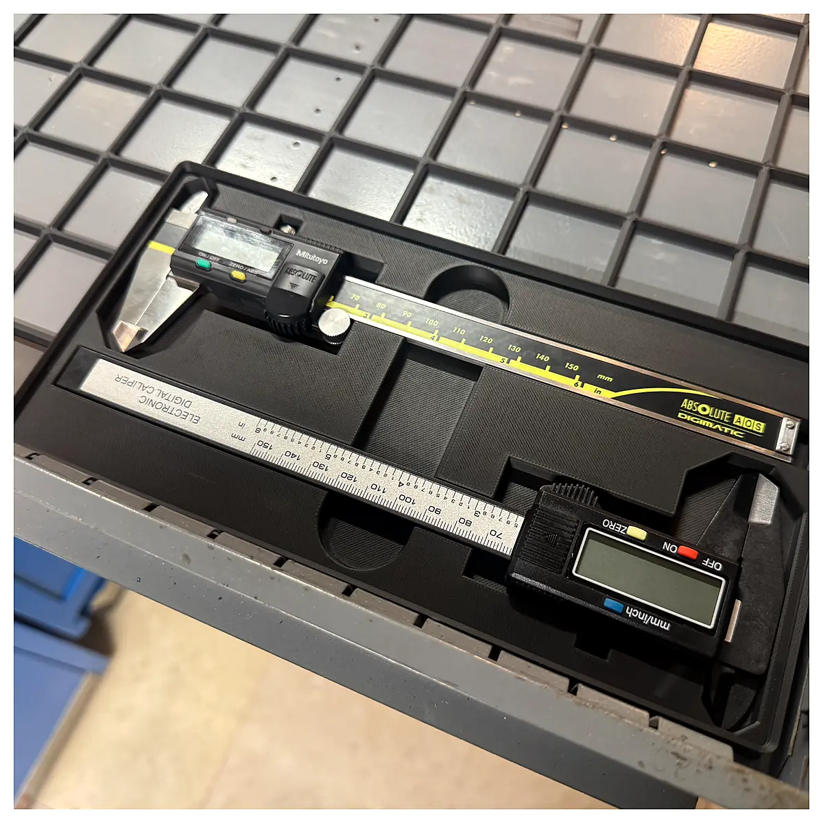 Gridfinity Dual Caliper Holder Tray Parts Organization Storage System Desktop Tool Accessories