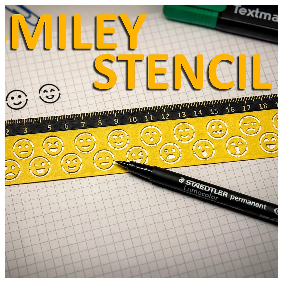 Smiley StencilRuler Template School Notes Learning Tool Educational Supplies Exam Prep