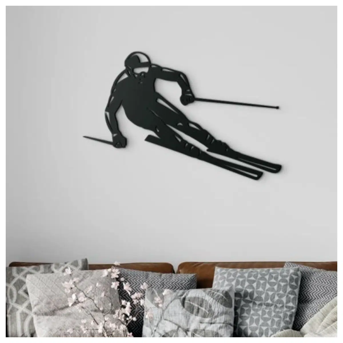 Ski Wall Art Decor Winter Sports Painting Wall Hanging Skiing Artwork Outdoor Sports Decor Ski Lovers Home Living Room Bedroom