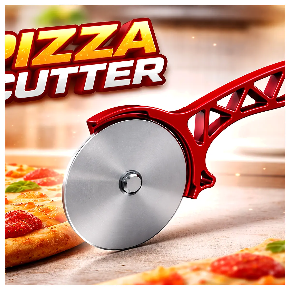 3D Printed Pizza Cutter Ergonomic Tool Sharp Slice Easy Cut Universal Tool
