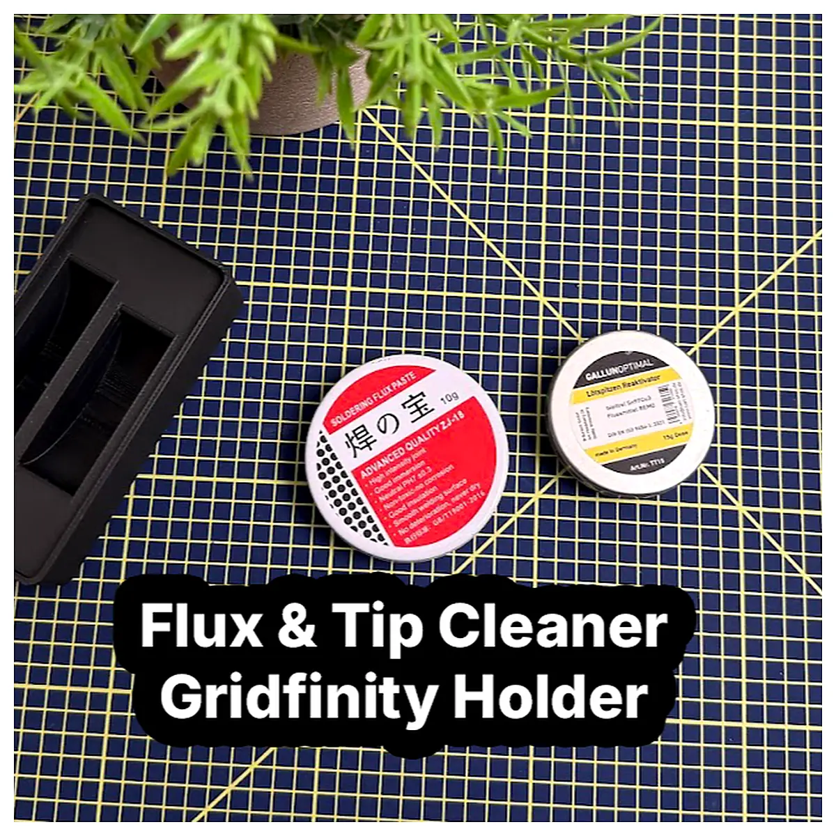 Solder Flux Tip Cleaner Gridfinity Tray Electronic Component Repair Parts Organizer Universal