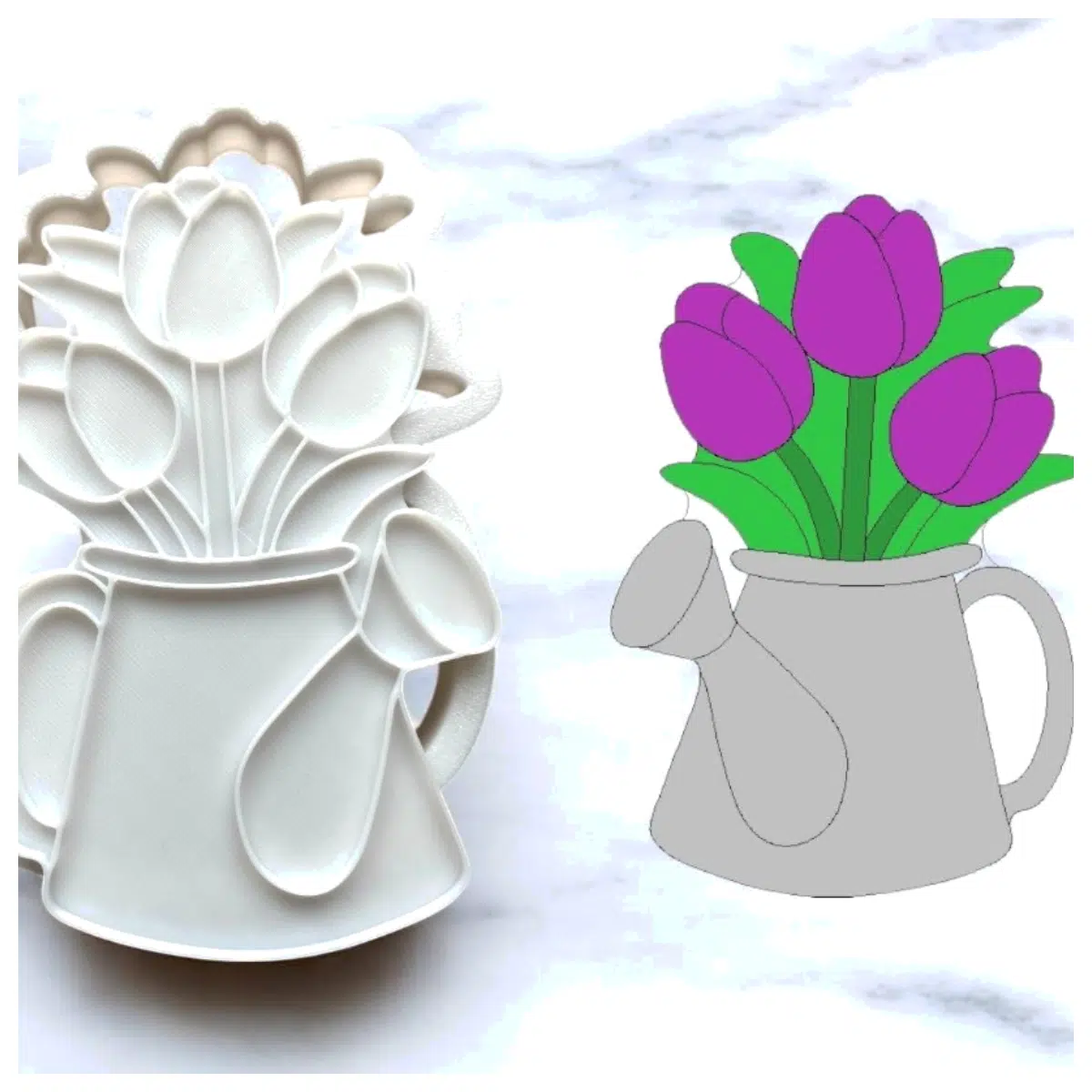 Tulip Cookie Cutter Flower Stamp Watering Can Garden Decor DIY Crafting Supplies Floral Stamp