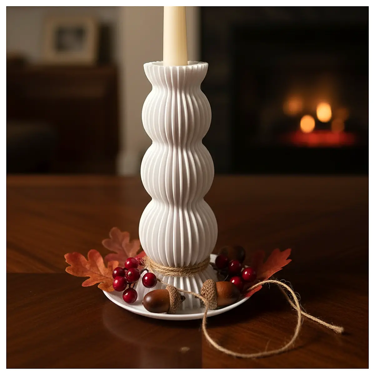 Modern Ribbed Candle Holder Tall Slim Candles Decoration Candle Holders Indoor Lighting Home Decor