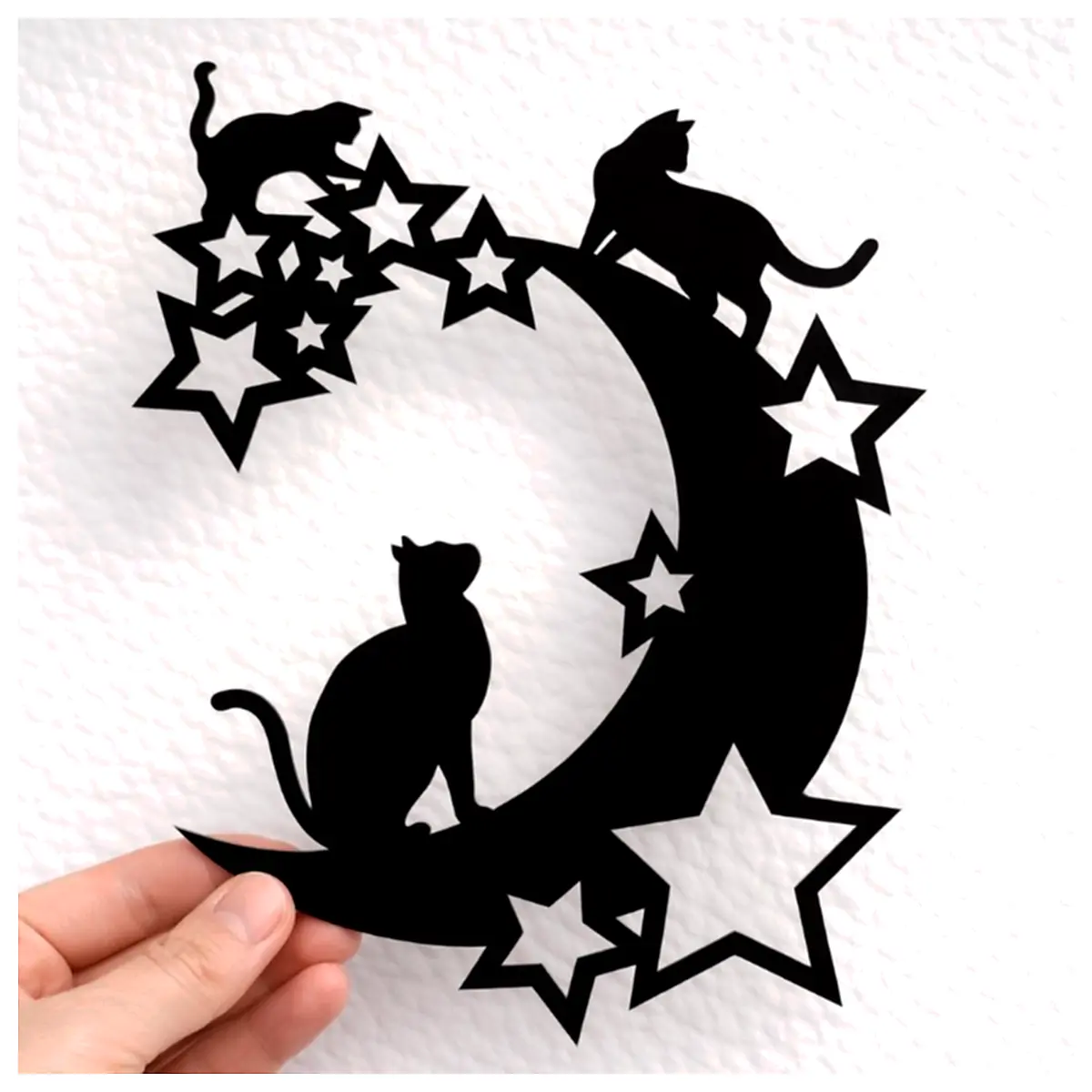 Moon Cat Stars Wall Art Decor Starry Night Canvas Print Home Decor Modern Art Wall Hanging