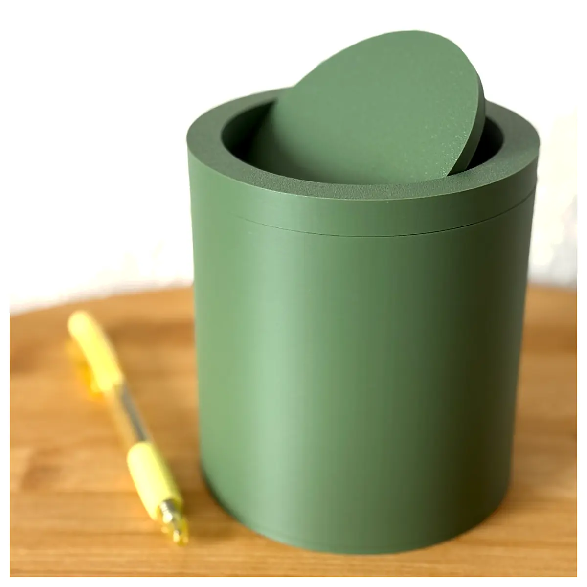 Small Desk Trash Can Organizer Wastebasket Recycling Bin Compact Storage Solutions Office Supplies