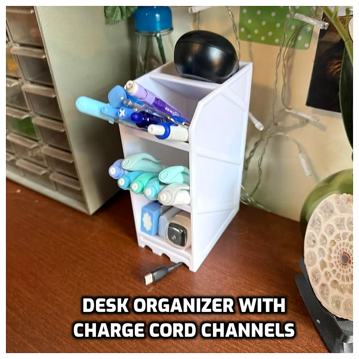 Pen Pencil Organizer Cord Channel Desk Storage Universal Accessory Office Supplies