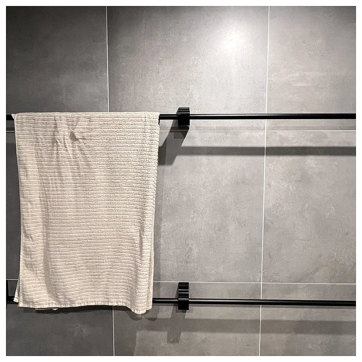 No Drill Double Towel Rail Rod Holder Bathroom Accessories Wall Mount Hardware No Hole Installation