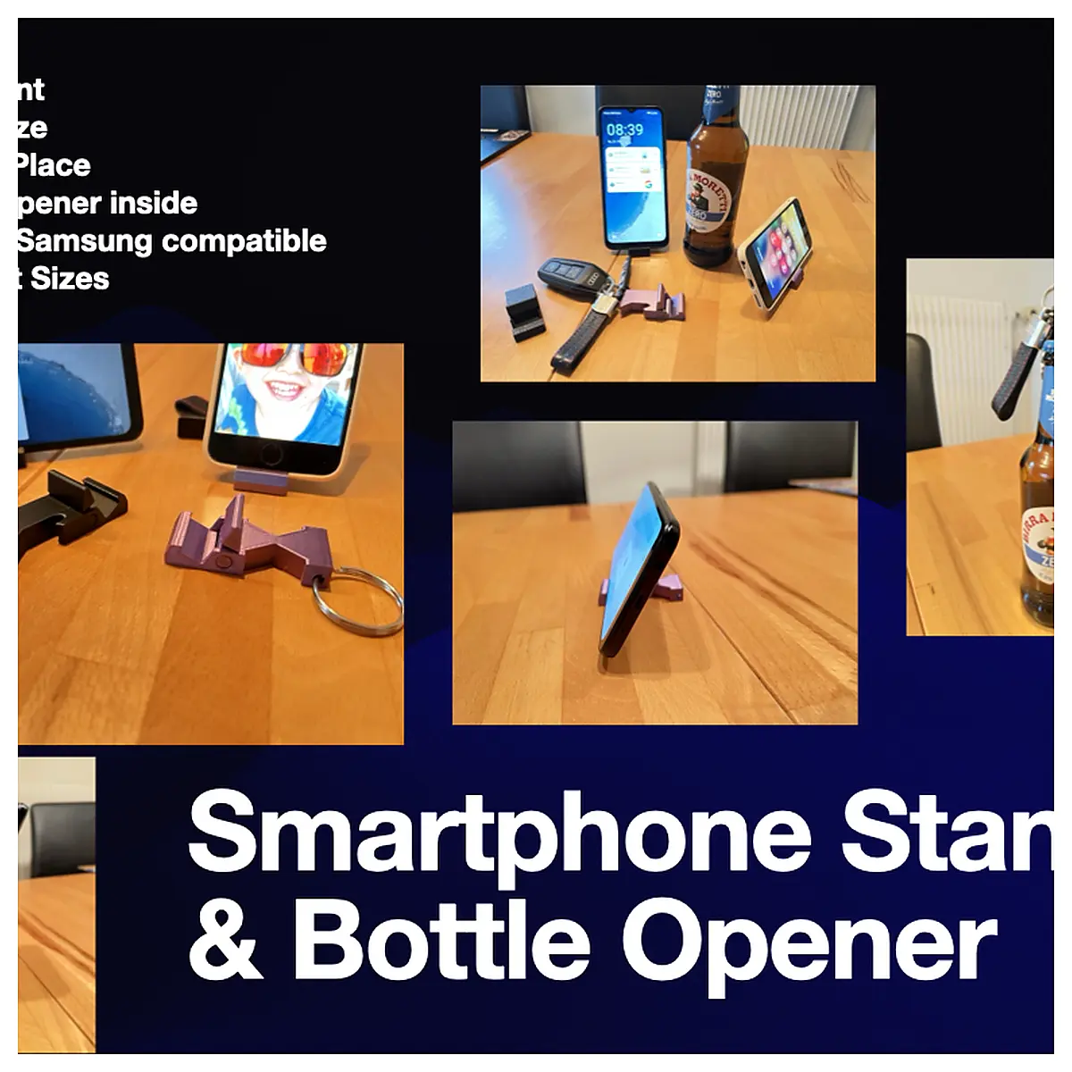 Smartphone Stand Bottle Opener 3D Printing Accessory Holder Print Pip Support Universal
