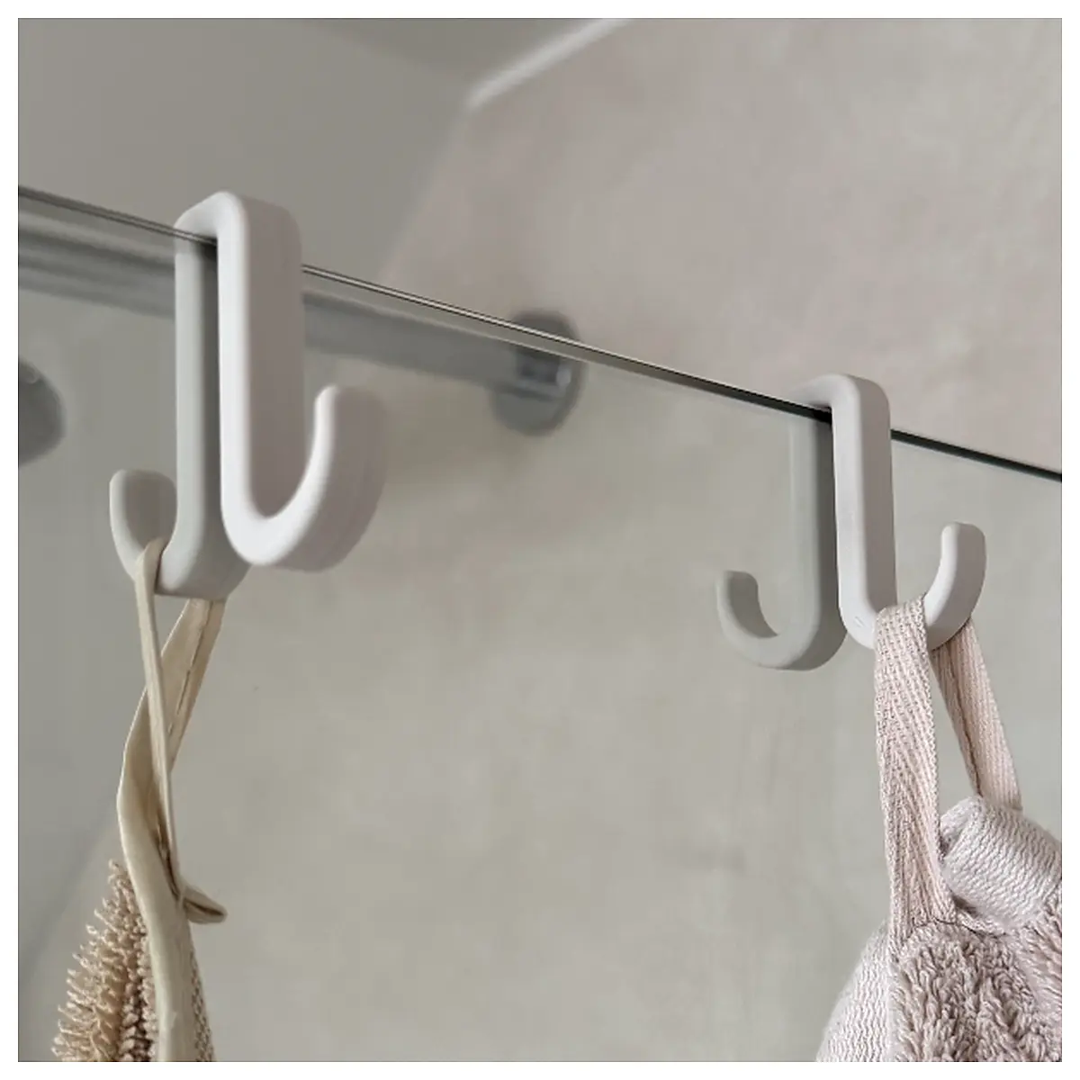 Double Shower Hook Towel Holder 8mm Universal Bathroom Accessory Hook Wall Mount Shelf Support