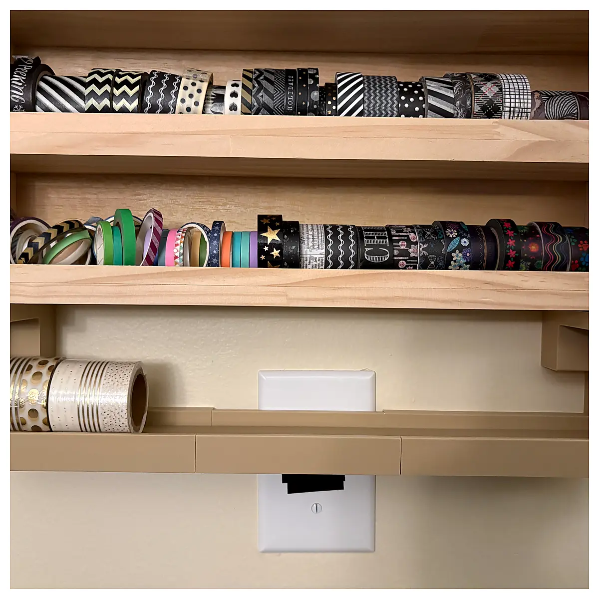 Washi Tape Organizer Shelf Adhesive Storage Wall Mounted Creative Decor Tape Dispenser Parts