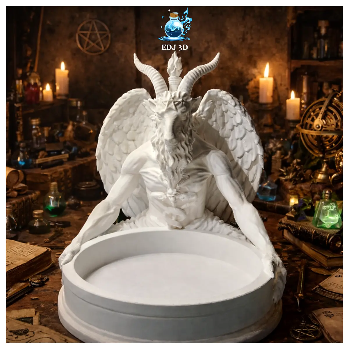 Gothic Altar Bowl Trinket Dish Baphomet Black Decoration Altar Religious Art Offering Display 148 characters