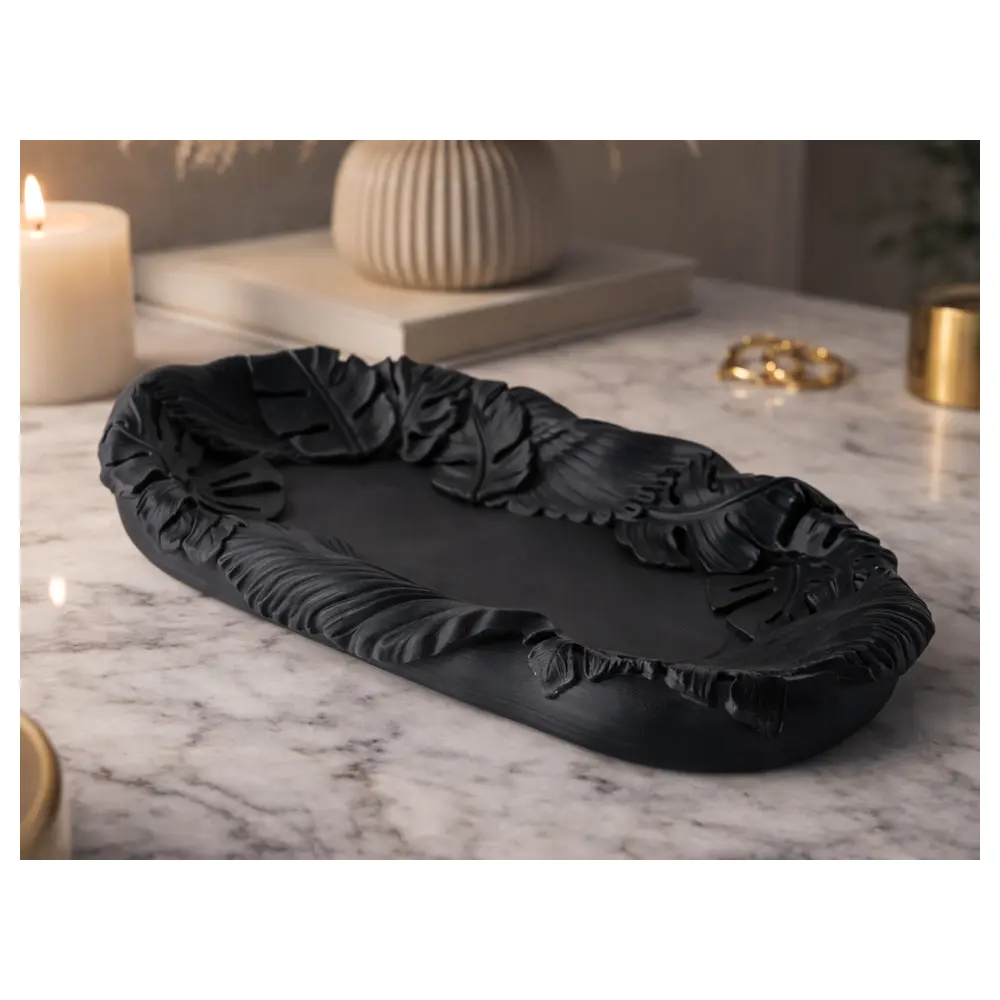 Leaf Border Tray Botanical Dish Catchall Tray Decorative Serving Tray Storage Dish Kitchen Table Decor