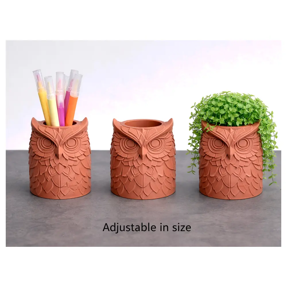 Owl Planter Pen Holder Creative Desk Decor Universal Bird Figurine Office Study Accessory