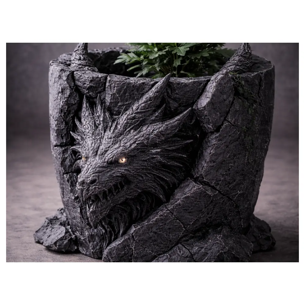 3D Printed Planter Creative Gardening Universal Planter Indoor Pot Plant Container Dragon Stone Parts Repair