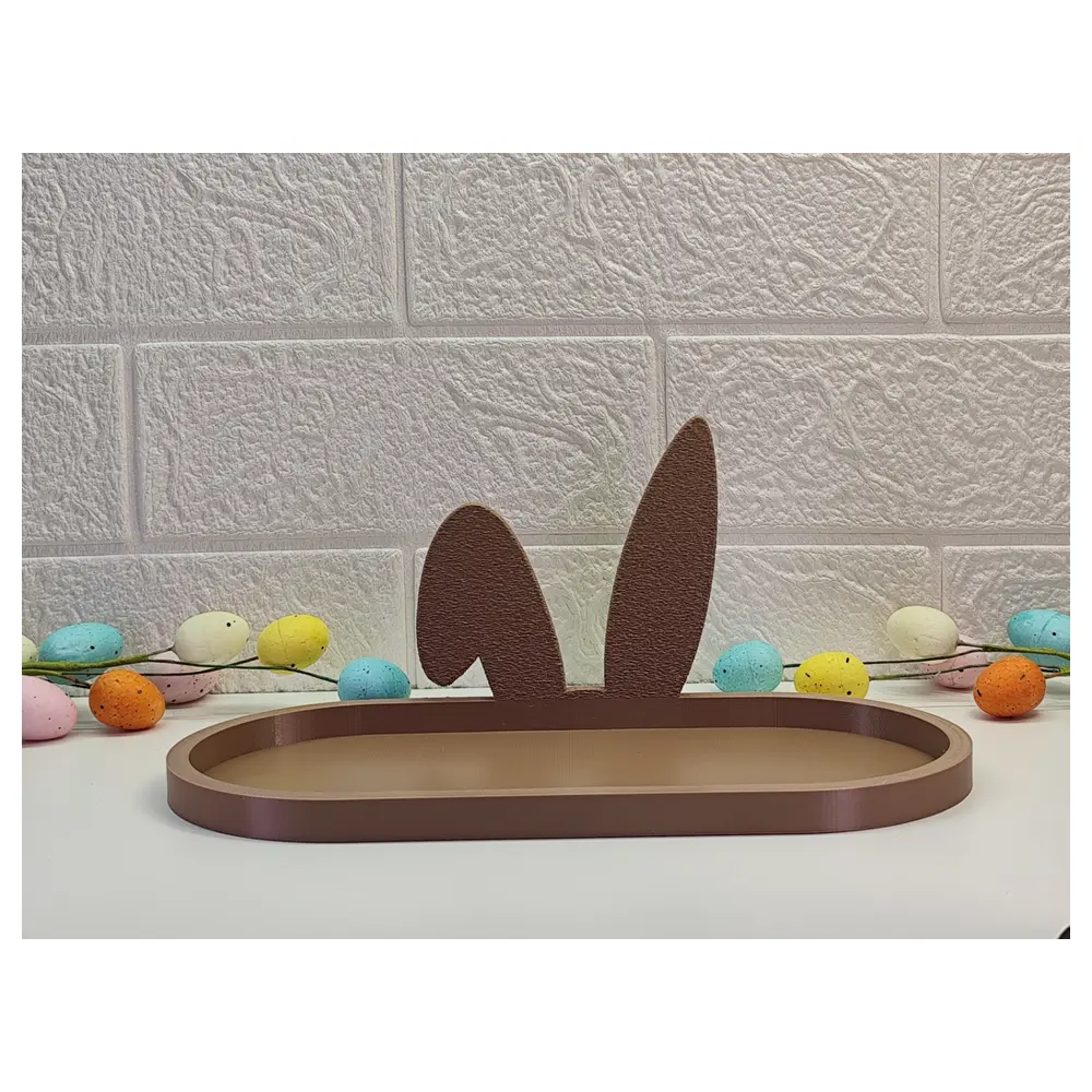 Easter Tray with Ears Decorative Rabbit Dish Festive Party Decoration Rabbit Figurine Creative Display Decor
