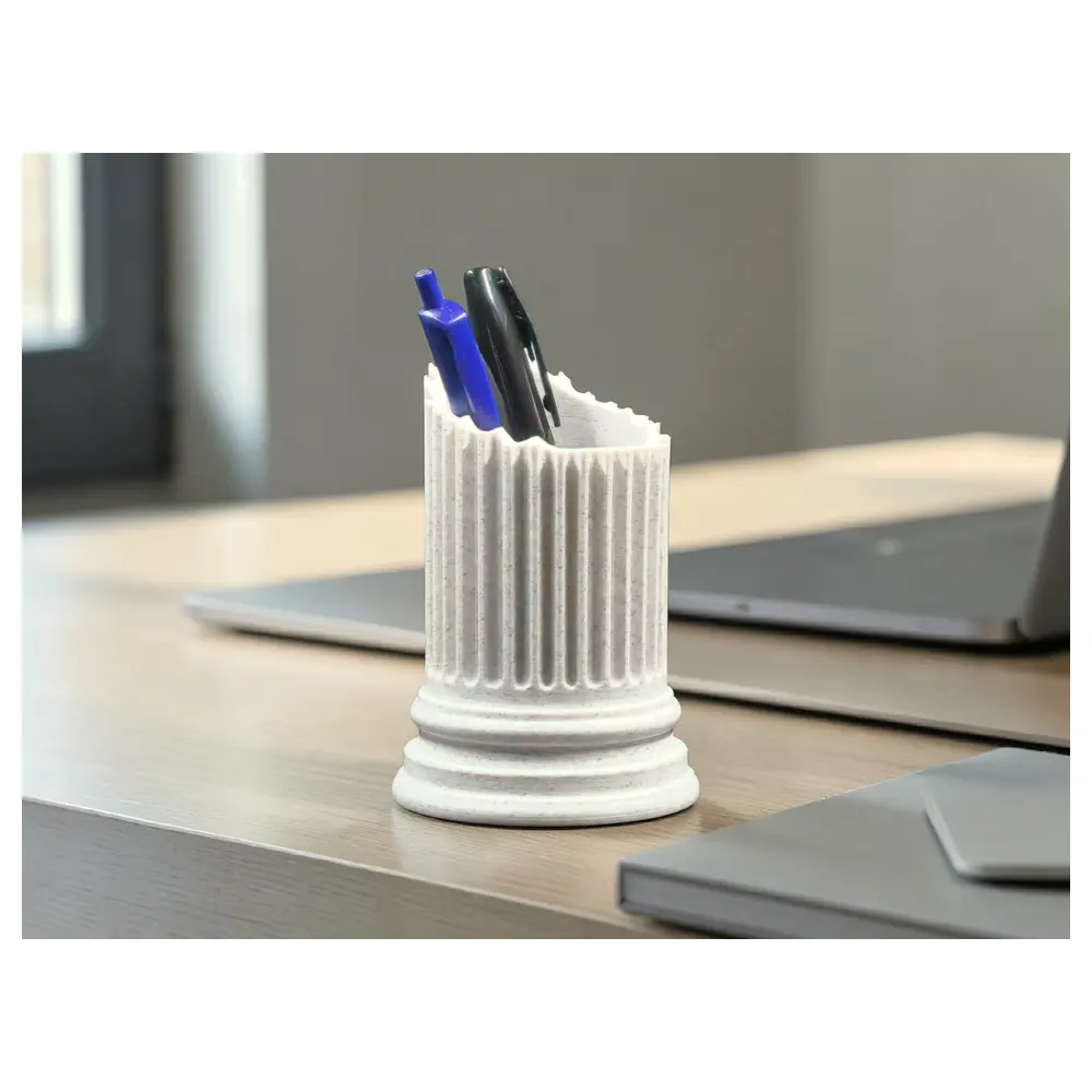 Ancient Greek Column Pen Holder Antique Writing Supply Decorative Sculpture Art Collectible