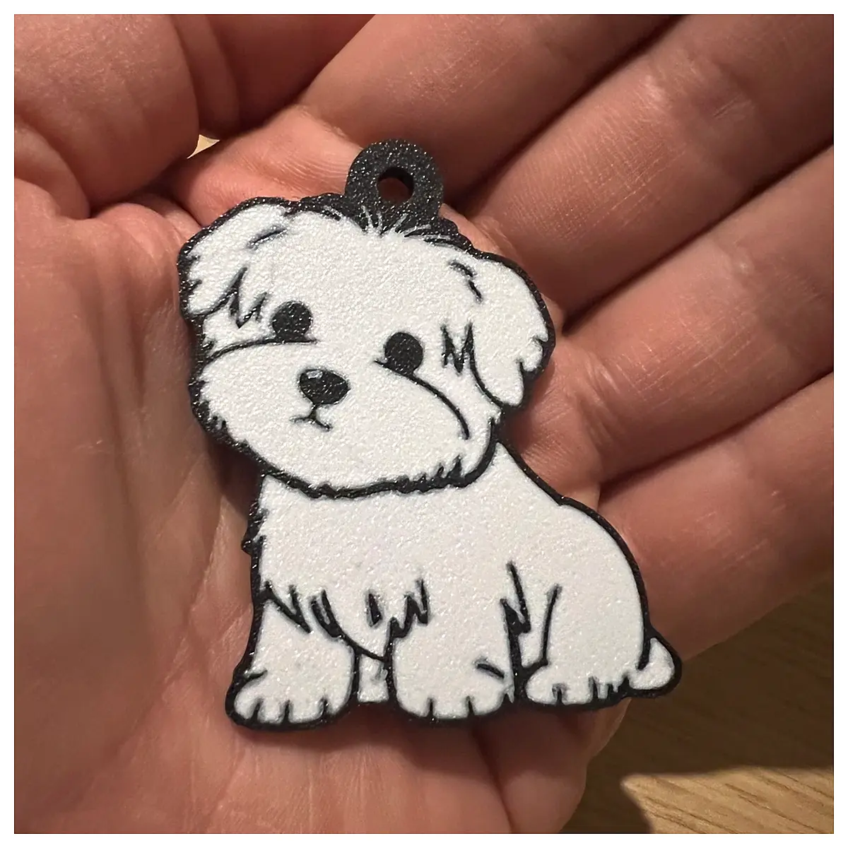 Cute Maltese Dog Keychain Pet Memorial Small Dog Gift Keychain Charm