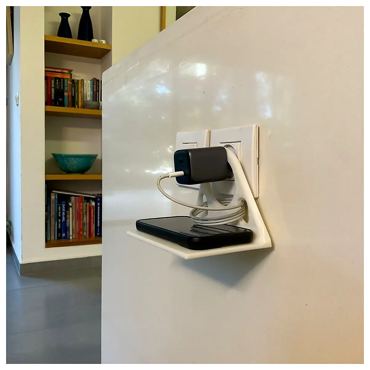 Mini Outlet Organizer Wall Mounted Storage Shelf Charging Station Desk Accessories Space Saving Multi functional
