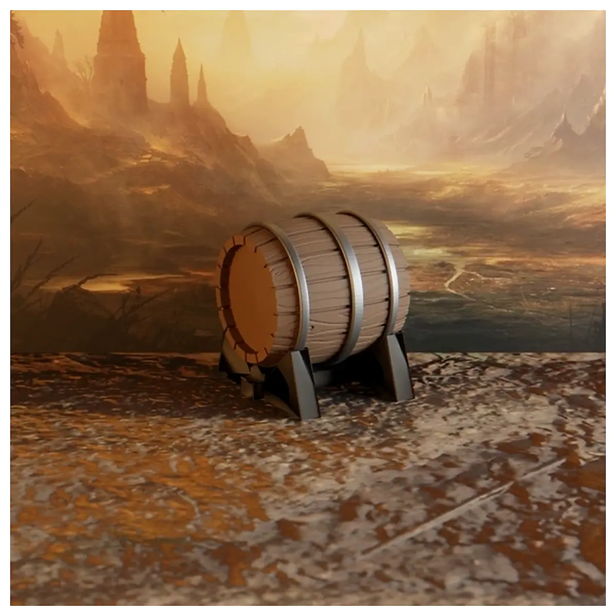 Wooden Barrel Stand War Game Props Roleplay Toys Display Stand Scene Building Accessories