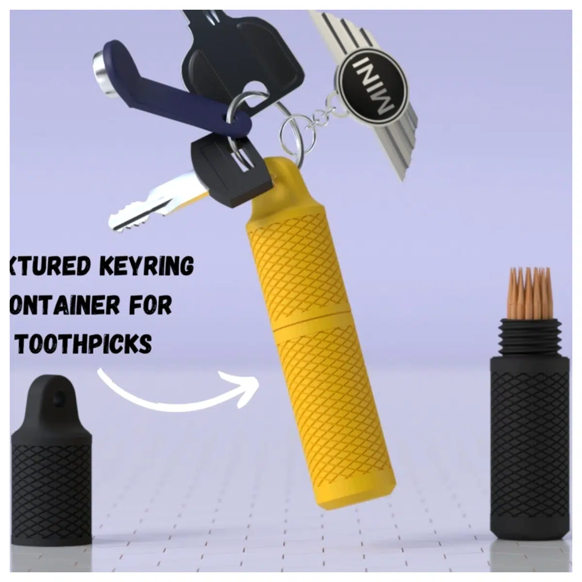 Toothpick Pill Holder Keychain Container Small Accessory for Medicine Snacks Travel