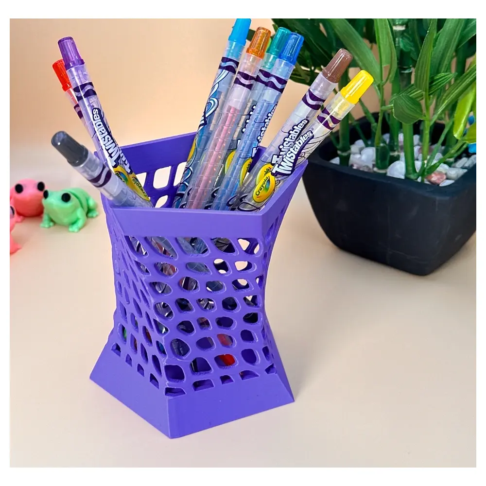 Voronoi Twist Pen Holder Vase Geometric Pattern Abstract Art Desk Decor Creative Gift