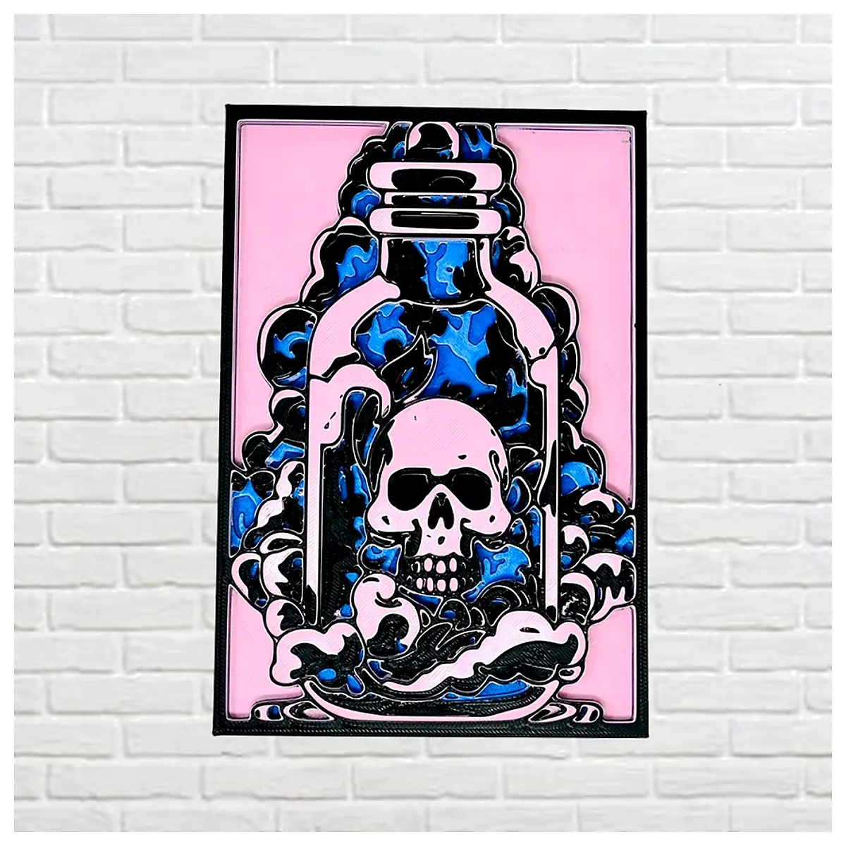 Poison Bottle Skull 3D Layered Art Sculpture Figurine Decoration Art Collection Skull Model